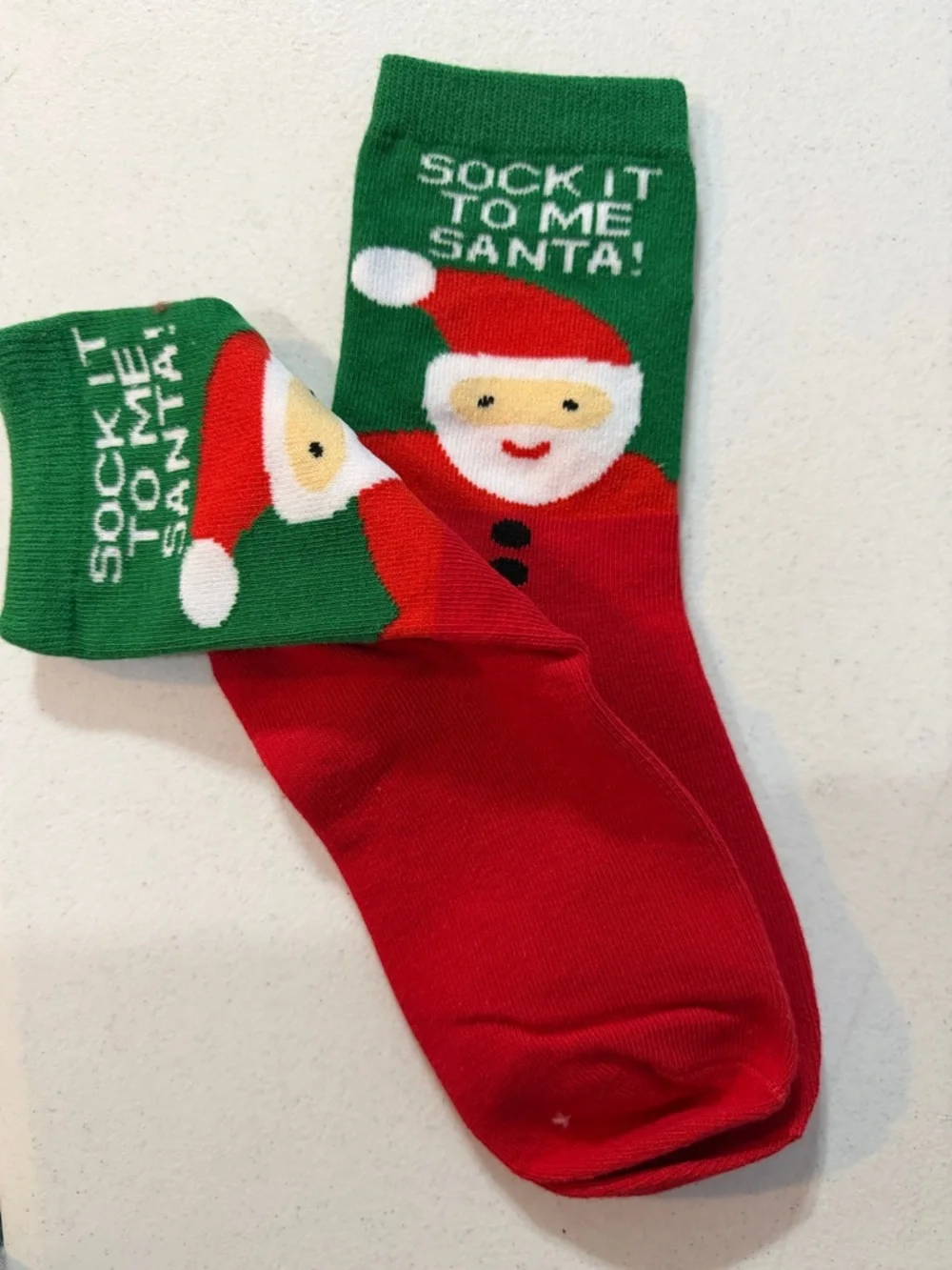 Holiday Santa Crew Socks - Red & Green -never worn